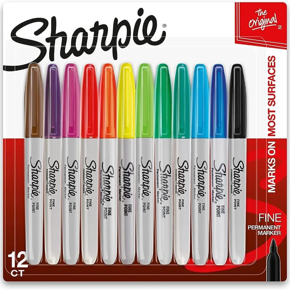 NEW SHARPIE Permanent Markers Fine Point Assorted Colors 12 Count Office School